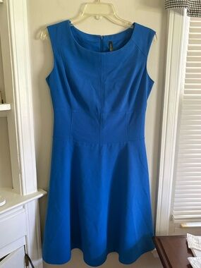 Andrew Marc Cobalt Blue Sleeveless A-Line Midi Dress